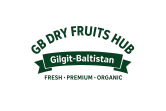 GB Dry Fruits Hub Logo featuring nuts and Gilgit-Baltistan banner
